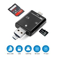iOS Card Reader External Dual Storage iFlash Device for Lightning to USB Micro SD SDHC TF OTG Card Reader Memory Expanding Compatible with iPhone/iPad/iPod Touch/Mac/PC/Androids (Black)