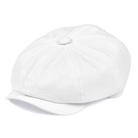 BOTVELA Men's 8 Piece Newsboy Flat Cap 100% Cotton Gatsby Ivy Golf Cabbie Hat (White, M)