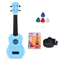 Fun Little Toys 21 Inch Toy Guitar Ukulele for Kids, Musical Instruments for Kids with Strap, Picks and Tutorial, Learning Educational Toys for Boys and Girls (Light Blue)