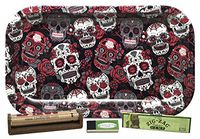 Zig Zag Organic Hemp King Size, RAW 110mm Roller and Quintessential Organic Hemp Tips with Rolling Paper Depot Rolling Tray (Skulls) - 4 Item Bundle