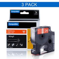 3 Roll Replace DYMO 1805416 Industrial Rhino Permanent Vinyl Labels Compatible with DYMO Rhino 4200 5200 Label Makers and More, White on Red, 12mm 1/2 inch x 18 Feet, 3 Roll