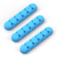 iDsonix 3 Pack Cable Clips Organizer, Cord Management 5 Slots Self Adhesive for Your USB Cable, Mouse Cord, Power Strip Wire (Blue)