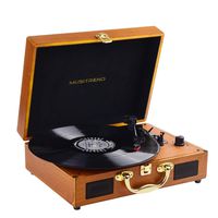 Record Player,Pareiko Turntable 3 Speed Vinyl Record Player with Stereo Speaker MP3 Recording Suitcase Design