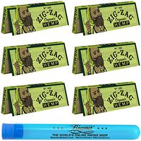 6 Packs Zig Zag 1 1/4 Size Organic Hemp Rolling Paper + Beamer Smoke Sticker + Small Beamer Doob Tube