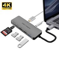 7in1 MultiPort USB 3.1 C HUB Dongle Adapter including USB C with PD charging Port, 1 USB3.0/2 USB 2.0, 4K HDMI output, TF/Micro SD Card Reader for Macbook, ChromeBook and Other Type C Device
