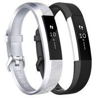 Tobfit Waterproof Sport Bands Compatible with Fit bit Alta/Alta HR/Ace, Soft TPU Replacement Wristbands, Small, Silver/Black