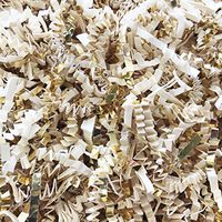 Black Cat Avenue 1 LB Ivory & Gold Crinkle Cut Paper Shred Filler for Gift Wrap and Basket Filler