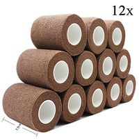 Vet Wrap 3 inch x 12 Pack Dark Skin Tape For Skin Bandage Tape Vet Tape Cohesive Bandage Fabric Bandages Self Sticking Bandage Wrap Self Adhering Bandage Wrap Bandage Stretch Self Adhesive Tape