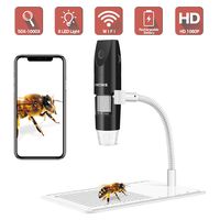 Wireless Digital Microscope, 50X to 1000XUSB Digital Microscope, Flexible Arm Observation Stand with 1080P HD 2.0 MP 8 LED Camera, Mini Handheld Microscope Camera for Android and iOS Smartphone or Tab