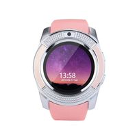 Alluing Luxury Crystal BT3.0 Smart Wrist Watch GSM 2G SIM Phone Mate For IOS Android Smartphone (Pink)