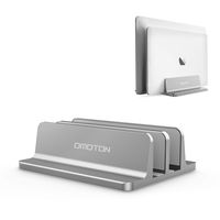 [Updated Dock Version] Vertical Laptop Stand, OMOTON Double Desktop Stand Holder with Adjustable Dock (Up to 17.3 inch), Fits All MacBook/Surface/Samsung/HP/Dell/Chrome Book (Grey)