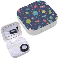 Portable Contact Lens Case Box Travel Kit Mirror + Bottle + Tweezers Container Holder [ Birds Butterflies Funny Cartoon ]