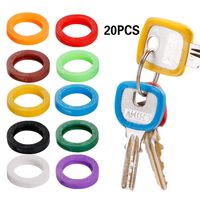 20 Pack Silicone Key Cap Tags,Plastic Key Identifier Rings,Key ID Rings,2Pcs Each Color(10 Colors in Total)