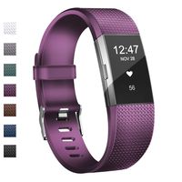 Wekin Replacement Bands Compatible with Fitbit Charge 2, Adjustable Silicone Sport Accessory Wristband Straps for Charge 2 HR Fitness Tracker Small Large Women Men