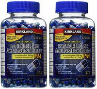 Kirkland Signature Extra Strength ClvSWf Rapid Release Acetaminophen PM 500mg, 2 Pack (375 Gelcaps)