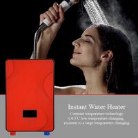 Pangding Electric Water Heater, 220V 6500W Tankless Instant for Home Bathroom Shower Red Color