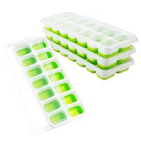 OMorc Ice Cube Trays 4 Pack, Easy-Release Silicone and Flexible 14-Ice Trays with Spill-Resistant Removable Lid, LFGB Certified and BPA Free, Stackable Durable and Dishwasher Safe