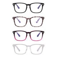 Blue Light Blocking Glasses Square Nerd Eyeglasses Frame Anti Blue Ray Computer Game Reading Glasses ((4 pack) Matte Black+ Tortoise+Clear+Black Red Gradient)