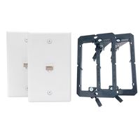 KCC Industries 1-Port Cat6 Ethernet Cable Wall Plate | Female-Female with Mounting Bracket +UL/CSA Listed Safe+ (2-Pack)