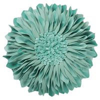 JWH Handmade 3D Flowers Accent Pillow Round Sunflower Cushion Decorative Pillowcase with Pillow Insert Home Sofa Bed Living Room Decor Gift 12 Inch / 30 cm Velvet Dark Sea Green