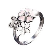 Ring, Balakie Lady Floral Transparent Diamond Flower Vine Leaf Rings Wedding Gift (Pink, 9)