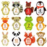 Baby Monthly Milestone Stickers Animal Newborn 1-12 Month Stickers for Infant Pregnant Women Photo Props