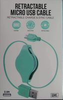 Retractable Micro USB Cable (Teal)