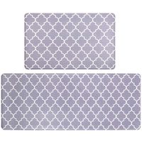 HEBE Anti Fatigue Kitchen Mats Set of 2 Thick Cushioned Kitchen Rugs Runner Set 2 Pack Non Slip Comfort Floor Mat Heavt Duty Standing Mats Waterwroof (18"x27"+18"x48")