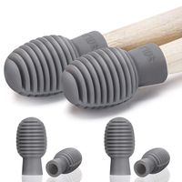 4 Pieces Drum Mute Drum Dampener Silicone Drumstick Silent Practice Tips Percussion Accessory Mute Replacement Musical Instruments Accessory (Grey)