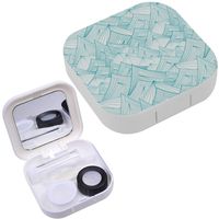Portable Contact Lens Case Box Travel Kit Mirror + Bottle + Tweezers Container Holder [ Blue White ]