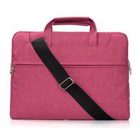 Macbook Air 11-11.6 inch Polyester Fabric Cross Body Computer Hand Bag, Laptop Carrying Case with Handle Strap, Zipper Soft Sleeve for MacBook 12-Inch/Notebooks/Ultrabooks/Netbook - Hot Pink