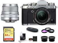 FUJIFILM X-T3 Mirrorless Digital Camera with XF 18-55mm f/2.8-4 R LM OIS Zoom + XF 23mm f/2 R WR Lenses (Silver) Bundle, Includes: SanDisk 64GB Extreme SDXC Memory Card, Card Reader + More