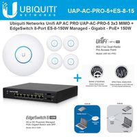 Ubiquiti UAP-AC-PRO-5 Pack UniFi Access Point + ES-8-150W EdgeSwitch 8 PoE+