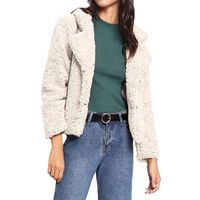 NEARTIME Women Winter Coat, Ladies Fashion Casual Fur Turn-Down Plush Outwear Long Sleeve Cardigan Jacket