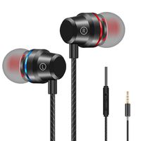 Earbuds Stereo Headphones in-Ear Earphones with Microphone Mic Wired Earphone Compatible iPhone iPod iPad Samsung Android Smartphones Tablet Laptop 3.5mm Jack-Black