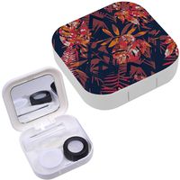 Portable Contact Lens Case Box Travel Kit Mirror + Bottle + Tweezers Container Holder [ Floral ]