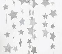 FECEDY Sparkling Star Garland Bunting for Birthday Wedding Engagement Bridal Shower Baby Shower Bachelorette Holiday Celebration Party Decorations 13 feet (Silver)