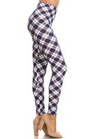S639-EXTRAPLUS Plaid Culture Print Fashion Leggings, Extra Plus