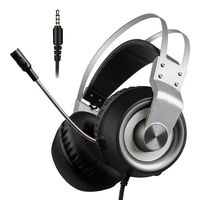 ExploreX Stereo Gaming Headset for PS4, PC, Xbox One Controller, Noise Cancelling Over Ear Headphones with Mic, LED Light, Bass Surround, Soft Memory Earmuffs for Laptop Nintendo Switch Games (Silver)