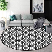 RUGSMAT Moroccan Modern Machine Washable Round Bath Mat,Moorish Classic Motifs Foam Mat Living Room Decor Round-71