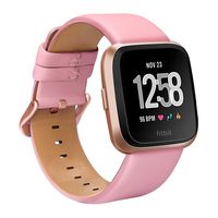 Valdeal for Fitbit Bands, Soft Leather Replacement Versa/Versa Lite/Versa 2 Band Accessories Strap with Frame Case for Man Woman (Pink)