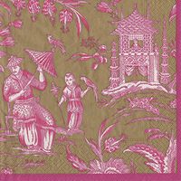 Entertaining with Caspari Cocktail Napkin, Silk Road Toile Bronze, 20-Pack