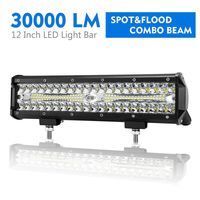 12 Inch LED Light Bar Spot Flood Combo Beam Liteway 30000 LM Triple Row Light Bar Off Road Driving Led Work Lights for UTV ATV Jeep Truck Boat Waterproof, 1 Year Warranty