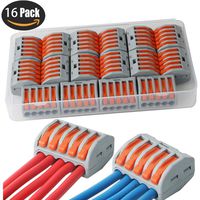 KINYOOO Lever Nut Connector Assortment Conductors 16 pcs Compact Wire Connectors 222-415, 5 jack terminals.