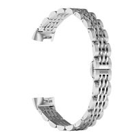 ImmSss Metal Replacement Bands Compatible for Fitbit Charge 3 and Charge 3 SE Fitness Activity Tracker, Stainless Steel Jewelry Bracelet Strap for Women Men (Silver)