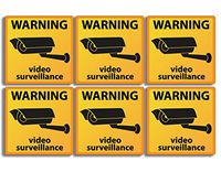 American Vinyl 6-Pack: Warning Under Surveillance Security Stickers (cam Camera Video Safety Business)