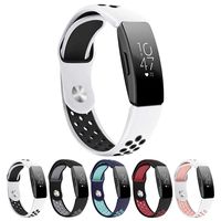 Silicone Sport Bands Compatible with Fitbit Inspire Bands & Inspire HR, Soft Breathable Replacement Wristbands Accessories Air Holes for Women Men,(5.5" - 7" White Black)