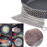 SUJING Stainless Steel Scrubber, Cast Iron Skillet Cleaner Chainmail Scrubber for Cast Iron Pans Removes Burnt-On Crusty Dried Food