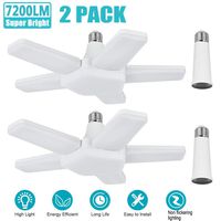 LED Garage Lights 2 Pack, 60W Deformable Led Garage Ceiling Light, 7200LM Shop Lights Daylight LED Light Bulbs with 5 Adjustable Panels for Garage Lighting, Warehouse, Basement, Workshop - 2Pack