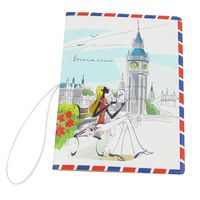 Uxcell Big Ben Pattern Faux Leather Passport Holder Protector, White